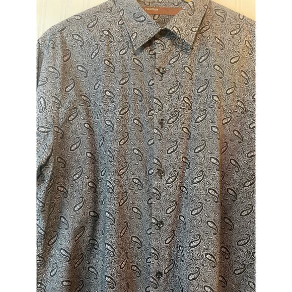 Perry Ellis Button Down Paisley Dress Shirt Mens Large 100% cotton button up - Picture 1 of 6
